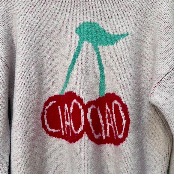 A New Day Womens XL Cherry Ciao Ciao Graphic Pullover Sweater Red Marled Knit - Picture 3 of 6